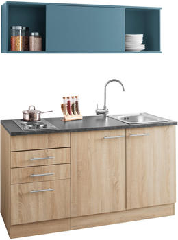 Optifit Küchenzeile Mini 150 cm eichefarben blau anthrazit 721473-0