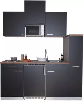 Albert Roller Küchenzeile Schwarz 180 cm KB180WWMI