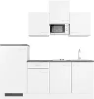 Flex-Well K&uuml;chenzeile "Lucca" Breite 210 cm, mit K&uuml;hlger&auml;t und Glaskeramikkochfeld