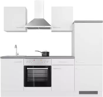 Flex-Well Küchenzeile Kopenhagen mit E-Geräten 220 cm weiß