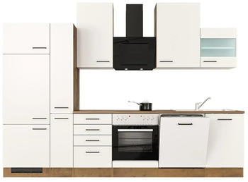 Flex-Well K&uuml;chenzeile mit E-Ger&auml;ten 310 cm wei&szlig; Eiche Magnolie