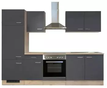 Flex-Well Küchenzeile Morena mit E-Geräten 270 cm Basaltgrau matt