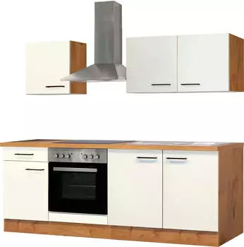 Flex-Well Küchenzeile Vintea 210 cm Magnolia - Lancelot Oak weiß