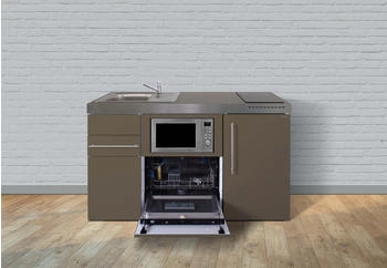 Stengel MPGSM 150 Pulverbeschicht Matt Mokka Metallic, Kühlschrank, Glaskeramikkochfeld, Spüle rechts