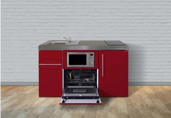 Stengel MPGSM 150 Pulverbeschicht. Glanz Bordeauxrot, Kühlschrank, Induktionskochfeld, Spüle links
