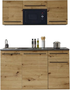 Basic By Balculina Pantryk&uuml;che JAZZ 160 cm mit E-Ger&auml;ten braun/schwarz