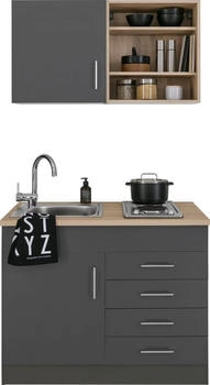 Kochstation Pantryk&uuml;che KS-Mali 100 cm mit E-Ger&auml;ten-Kochmulde grafit grau