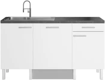 Optifit Pantryküche Lilly 160 cm ohne E-Gerät weiß matt/ Black Stone