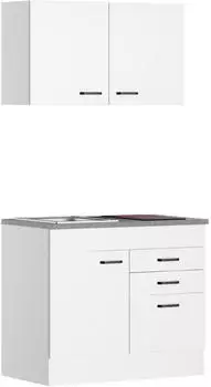 Optifit Minik&uuml;che Bonn 100 cm Wei&szlig; matt Glaskeramikkochfeld