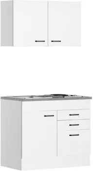 Optifit Minik&uuml;che Bonn 100 cm Wei&szlig; matt 2-Platten-Kochfeld 69201963