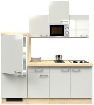 smartmoebel Singleküche 210 cm Namu - Buche -mit Kochmulde