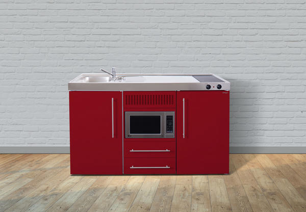 Stengel Premium Miniküche 150 cm rot Becken rechts