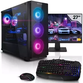 Aurum Set Einsteiger Gaming PC Ryzen 7 5700G • 27" • Radeon Vega 8 • 32GB DDR4 • 1TB M.2 SSD • Windows 11 (DE-10)