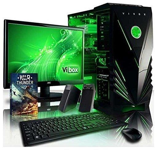 VIBOX Flame Paket 14 - 3.4GHz Intel Quad Core, Büro, Familie, Multimedia, Desktop, Gamer, PC Computer mit WarThunder Spiel Bundle, 22