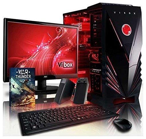 VIBOX Flame Paket 12 - 3.4GHz Intel Quad Core, Büro, Familie, Multimedia, Desktop, Gamer, PC Computer mit WarThunder Spiel Bundle, 22