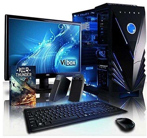VIBOX Flame Paket 1 - 3.4GHz Intel Quad Core, Büro, Familie, Multimedia, Desktop, Gamer, PC Computer mit WarThunder Spiel Bundle, 22
