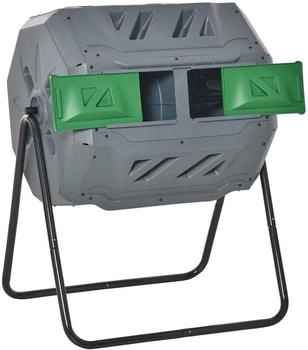 Outsunny Trommel-Komposter 160L 2 Kammern drehbar grau Outsunny Trommel-Komposter 160L 2 Kammern drehbar grau