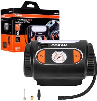 Osram TYREinflate 2110 Analoge Druckanzeige aufwickelbares Stromkabel mit abgesicherter 12V-DC-Steckverbindung Reifenf&uuml;llung in 4 Minuten Schwarz
