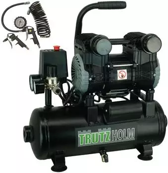 Trutzholm Fl&uuml;ster Kompressor Silent &Ouml;lfrei Druckluft 9L leise 900W tragbar 57 db Brushless