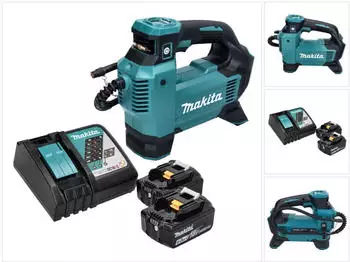 Makita Kompressor, DMP 181 RG Akku Kompressor 18 V 11,1 bar + 2x Akku 6,0 Ah + Ladeger&auml;t (11.10 Bar)