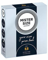 Mister Size Kondome 53 mm, transparent, hauchd&uuml;nn & feucht -