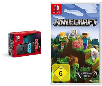 Nintendo Switch neon-rot/neon-blau (neue Edition) + Minecraft: Nintendo Switch Edition