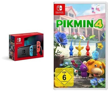 Nintendo Switch neon-rot/neon-blau (neue Edition) + Pikmin 4