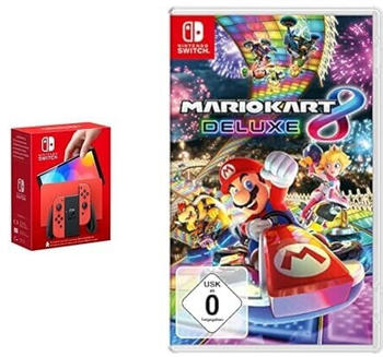 Nintendo Switch (OLED-Modell) Mario-Edition (rot) + Mario Kart 8: Deluxe