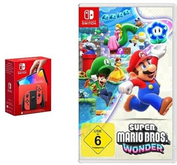 Nintendo Switch (OLED-Modell) Mario-Edition (rot) + Super Mario Bros. Wonder