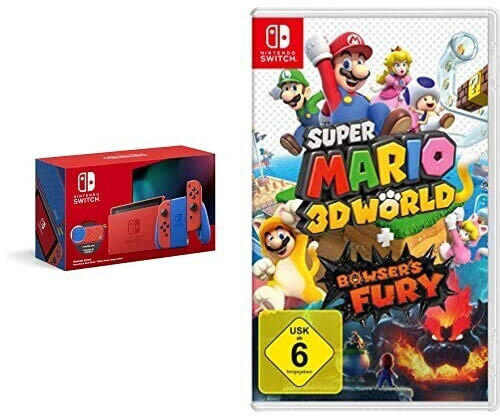 Nintendo Switch Red & Blue Edition + Super Mario 3D World: Bowser's Fury