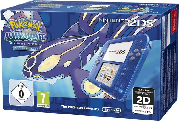 Nintendo 2DS blau transparent + Pokémon: Alpha Saphir