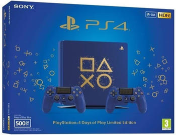 Sony PlayStation 4 (PS4) Slim 500GB Days of Play Edition Limited Edition + 2 Controller