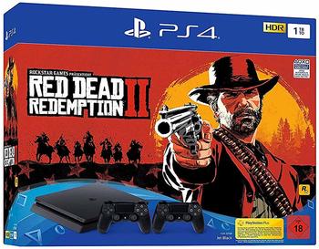 Sony PlayStation 4 (PS4) Slim 1TB + Red Dead Redemption 2 + 2 Controller