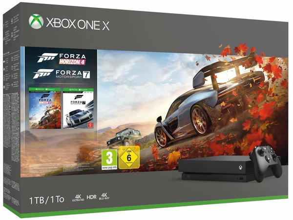 Microsoft Xbox One X 1TB (Bundle, inkl. Forza Horizon 4 & Forza 7 + FIFA 19) schwarz