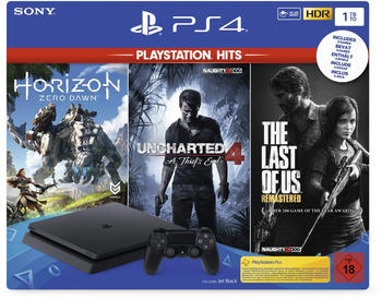 Sony PlayStation 4 (PS4) Slim 1TB + Horizon: Zero Dawn - Complete Edition + Uncharted 4: A Thief's End + The Last of Us: Remastered