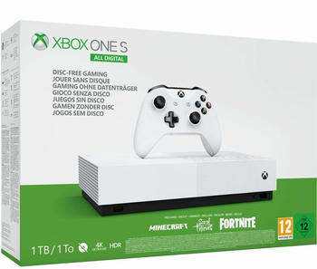 Microsoft Xbox One S 1TB All Digital Edition + Minecraft + Sea of Thieves + Fortnite: Battle Royale