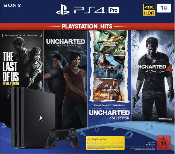 Sony PlayStation 4 (PS4) Pro 1TB - The Last Of Us: Remastered + Uncharted : The Lost Legacy + Uncharted Collection + Uncharted 4: A Thief's End