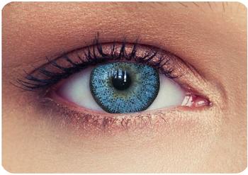 Designlenses Blaue farbige Kontaktlinsen mit Stärke, Design: Distinctive Green