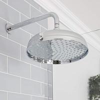 Hudson Reed Retro 300mm Duschkopf mit Wandarm, Chrom - Traditioneller 305mm runder Regenfall-Effekt mit