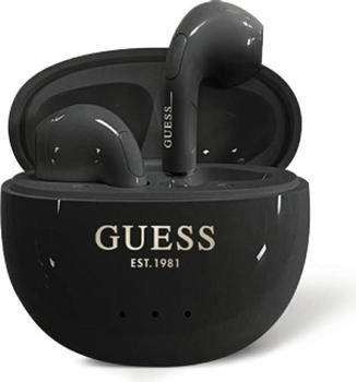 Guess Glossy Effect Egg Shape Printed Classic Logo TWS headphones - black (24 h Kabellos) Schwarz