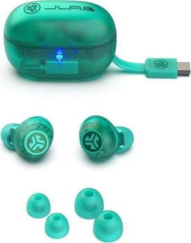 JLab GO POP ANC Transparent Teal – Aktive Geräuschunterdrückung für ungestörten Musikgenuss
