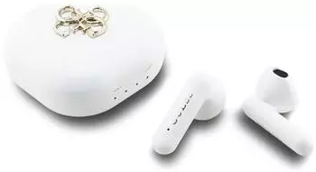 Guess TWS 4G Metal Logo headphones white (16 h Kabellos) Weiss