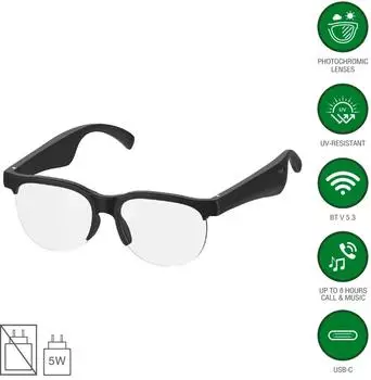 4smarts Wireless SoundGlasses Sport 2 (Keine Geräuschunterdrückung 6 h Kabellos) Schwarz