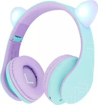 Powerlocus Wireless Headphones P2 for Kids Cat Ears (blue&purple)