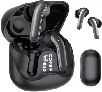 AudioCore AC591 PRO Wireless- Hybrid-ANC ENC 6 Mikrofone Ladecase Tuya (Aktive Geräuschunterdrückung 5 h Kabellos) Schwarz