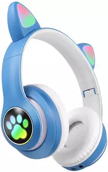 Avizar RGB LED Cat Ear Headphones Blue