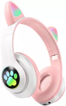Avizar RGB LED Cat Ear Headphones Pink