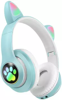 Avizar RGB LED Cat Ear Headphones Mint Green