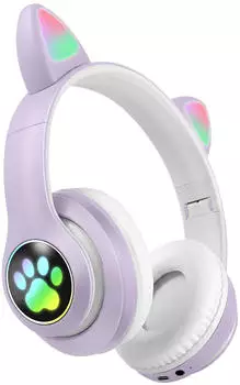 Avizar RGB LED Cat Ear Headphones Purple
