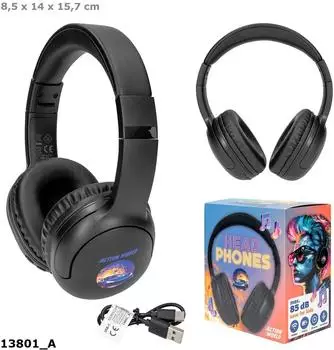 Depesche Action World Bluetooth-Kopfhörer kabellos, schwarz, Auto-Design (13801)